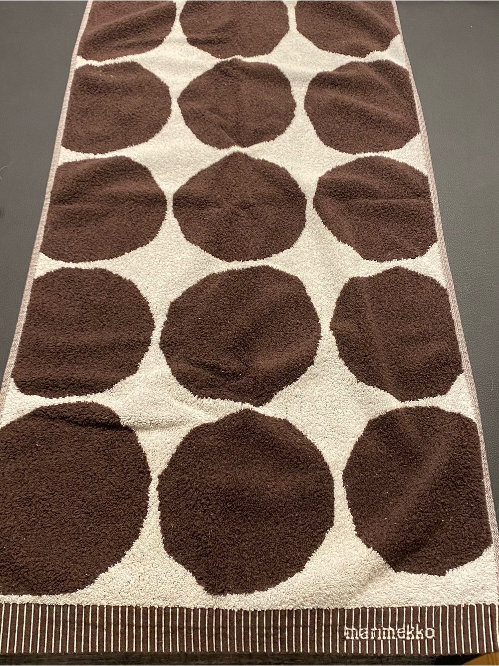Marimekko Brown and Cream Polka Dot Hand Towel